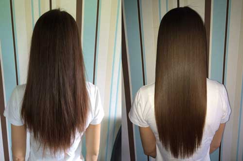 До и после тонирования волос